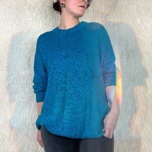 Vintage 80s Tri-Blend Blue Oversized Knit Sweater